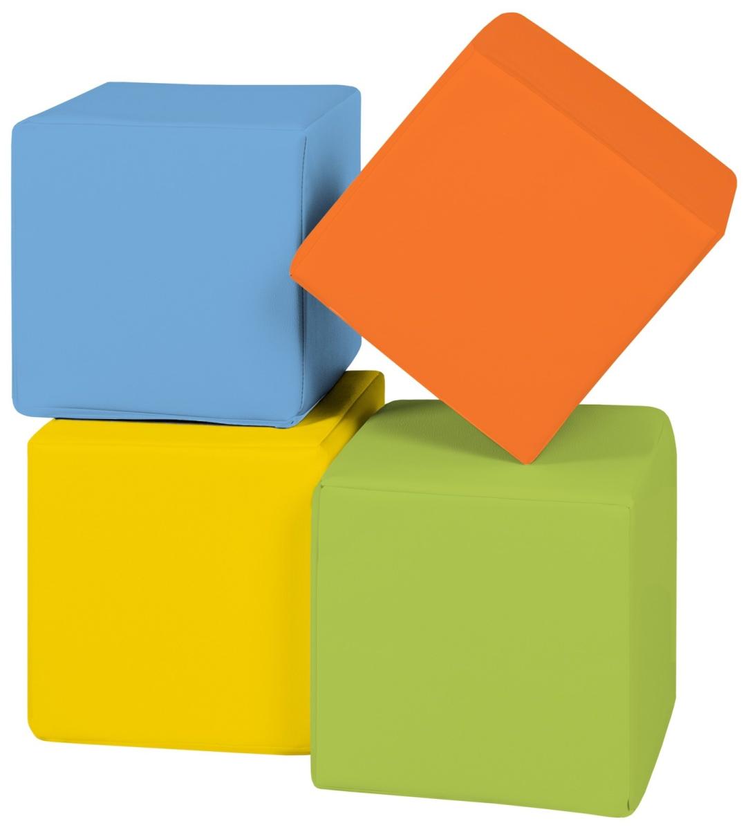 Velinda Cubes - Lot de 4 blocs en mousse — jaune, vert, bleu, orange