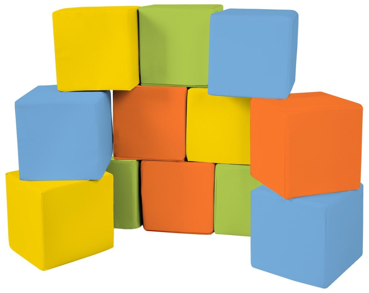 Velinda Cubes - Lot de 12 blocs en mousse — jaune, vert, bleu, orange