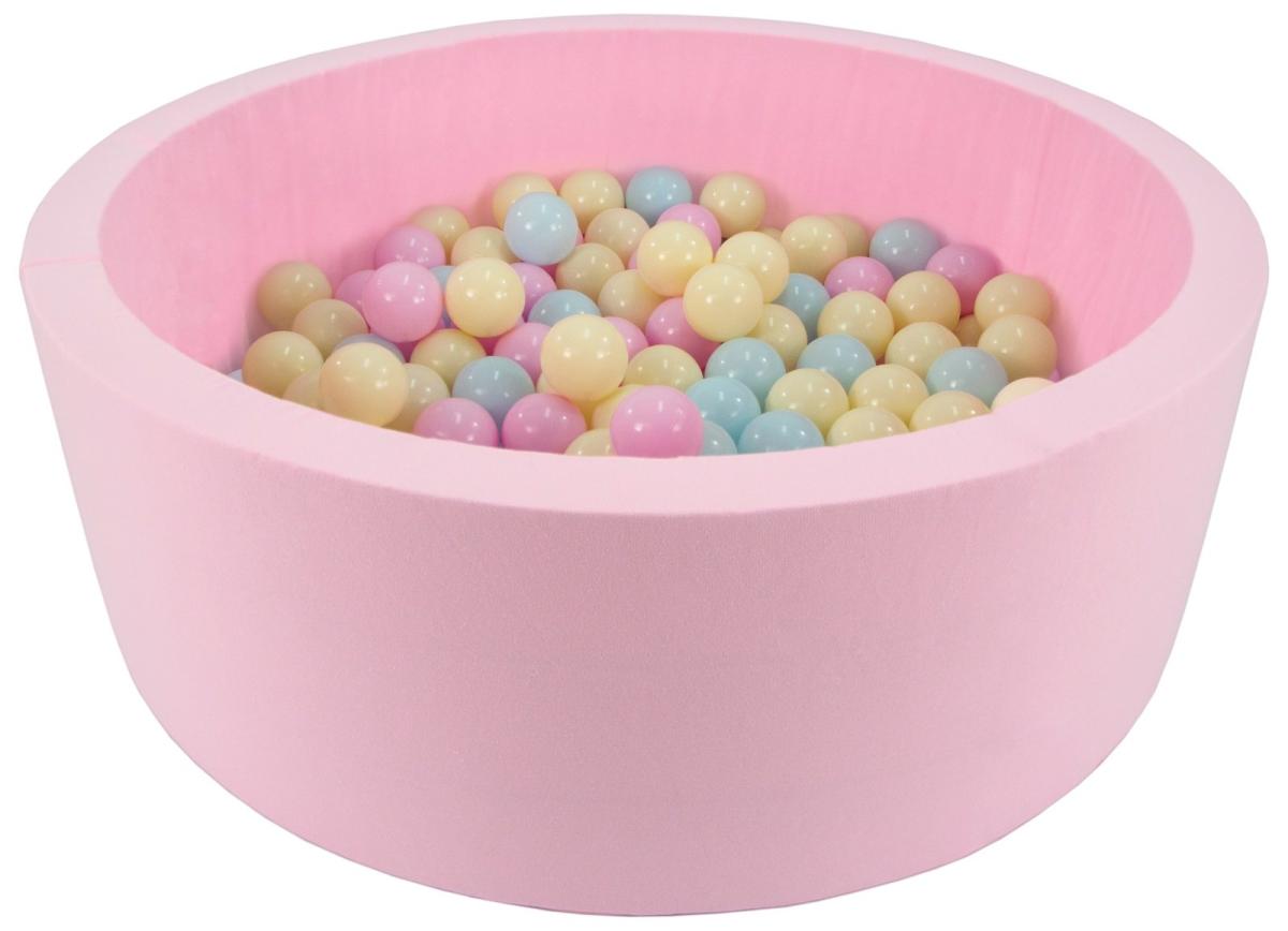 Velinda Piscine à balles + 150 balles, rose — rose, bleu, jaune (pastel)