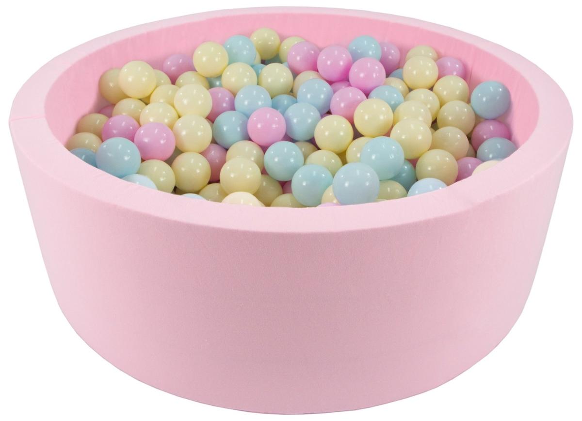 Velinda Piscine à balles + 300 balles, rose — rose, bleu, jaune (pastel)