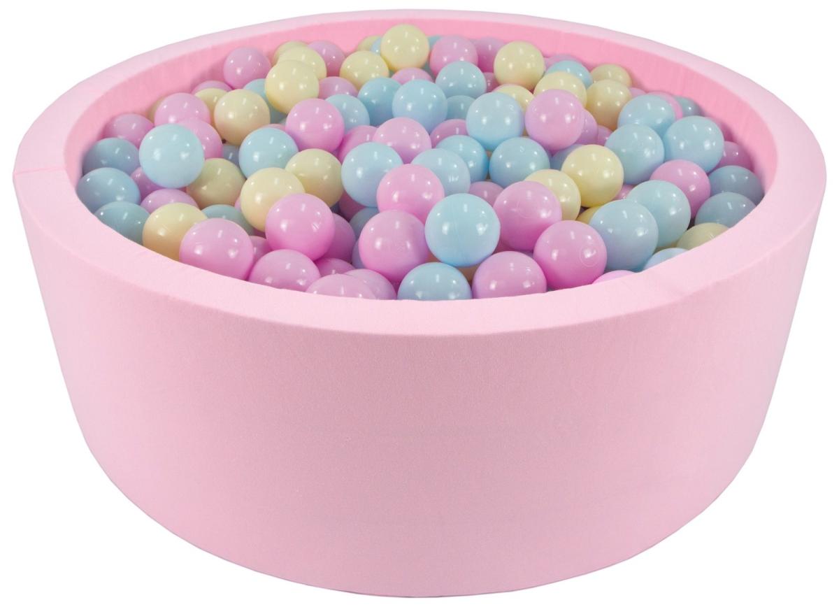 Velinda Piscine à balles + 450 balles, rose — rose, bleu, jaune (pastel)