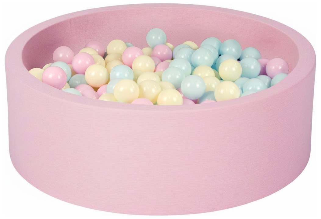 Velinda Piscine à balles + 200 balles, rose — rose, bleu, jaune (pastel)