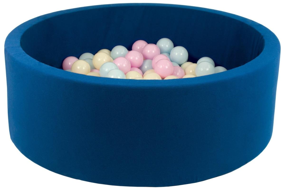 Velinda Piscine à balles + 150 balles, bleu marine — rose, bleu, jaune (pastel)