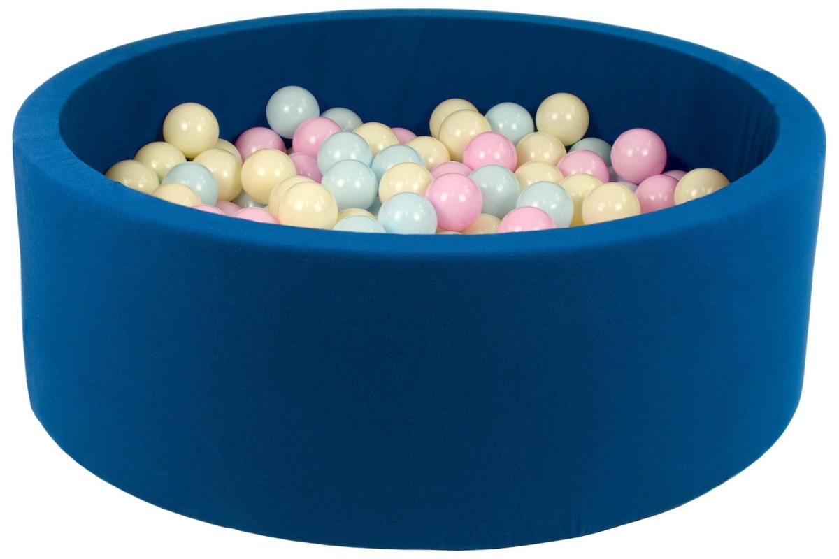 Velinda Piscine à balles + 300 balles, bleu marine — rose, bleu, jaune (pastel)
