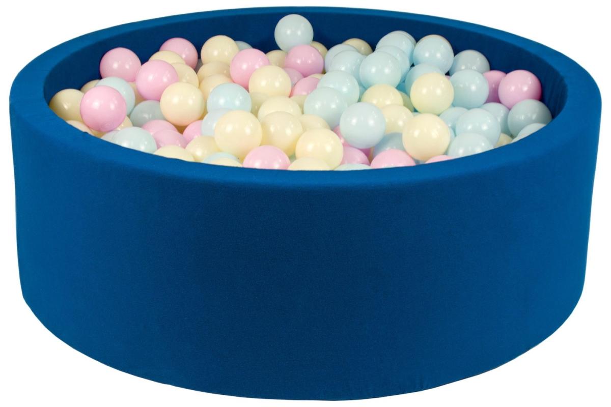 Velinda Piscine à balles + 450 balles, bleu marine — rose, bleu, jaune (pastel)