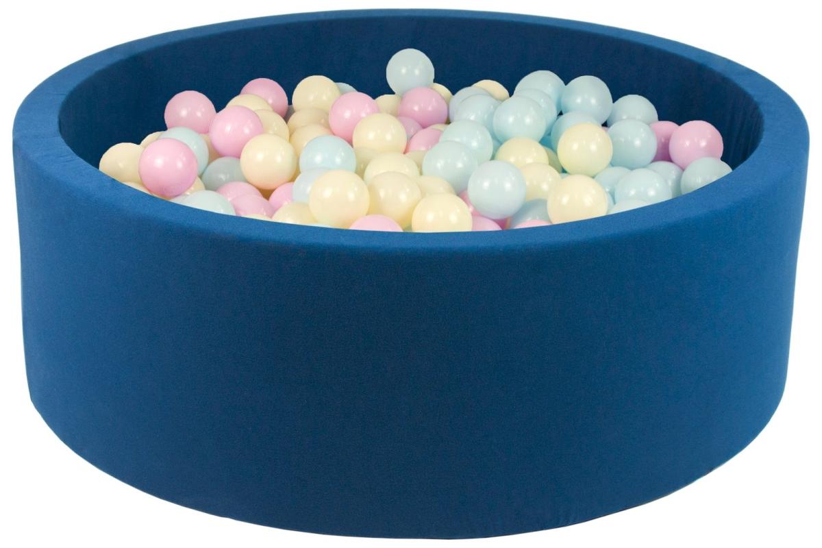 Velinda Piscine à balles+ 200 balles, bleu marine — rose, bleu, jaune (pastel)