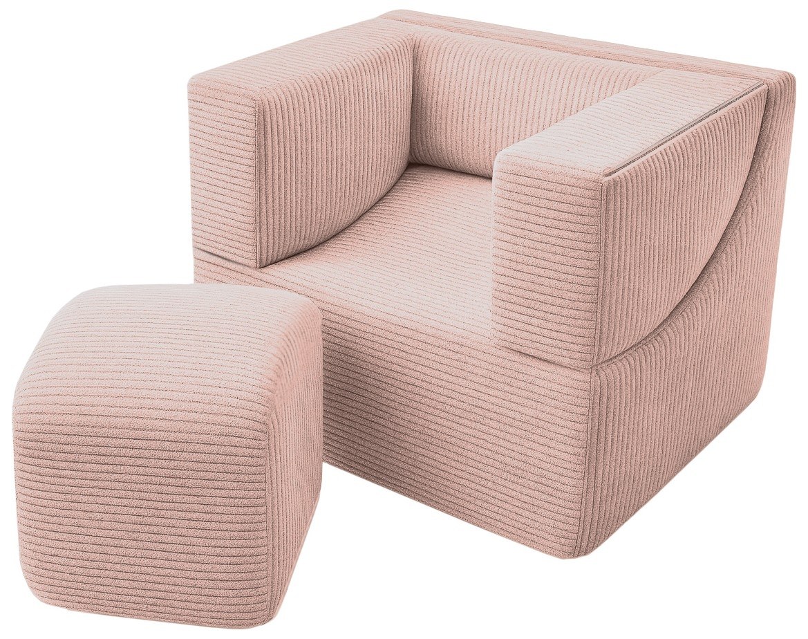 Velinda Fauteuil pliant enfant — rose clair (velours côtelé)