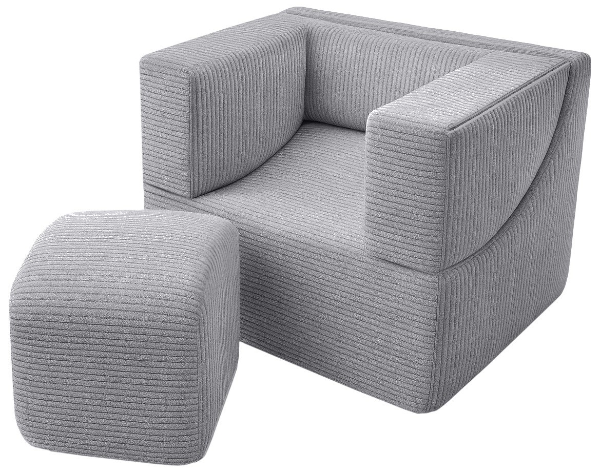 Velinda Fauteuil pliant enfant — gris (velours côtelé)