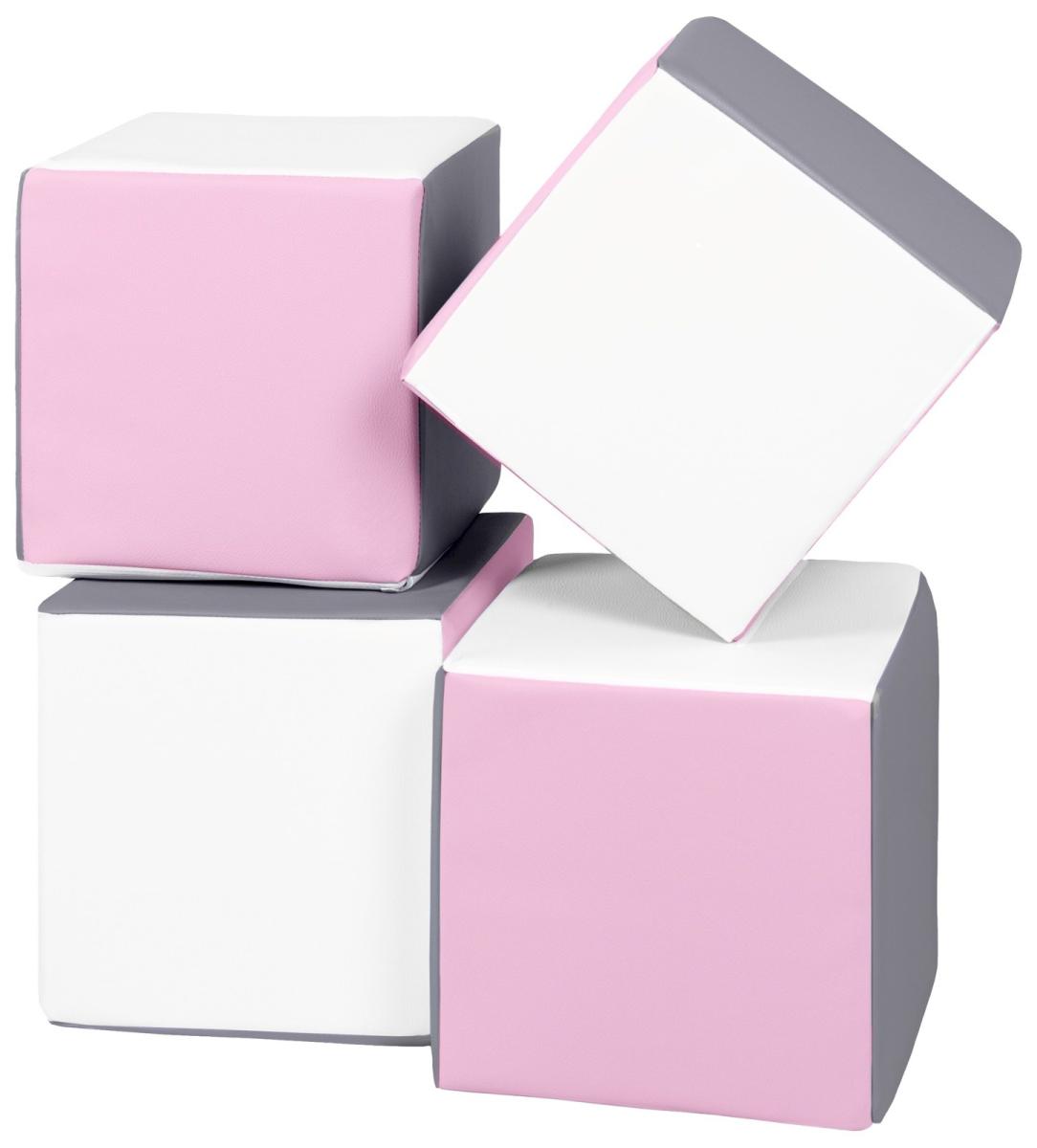 Velinda Cubes - Lot de 4 blocs en mousse — blanc,rose clair,gris