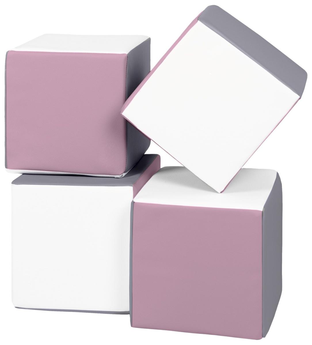 Velinda Cubes - Lot de 4 blocs en mousse — blanc, gris, violet