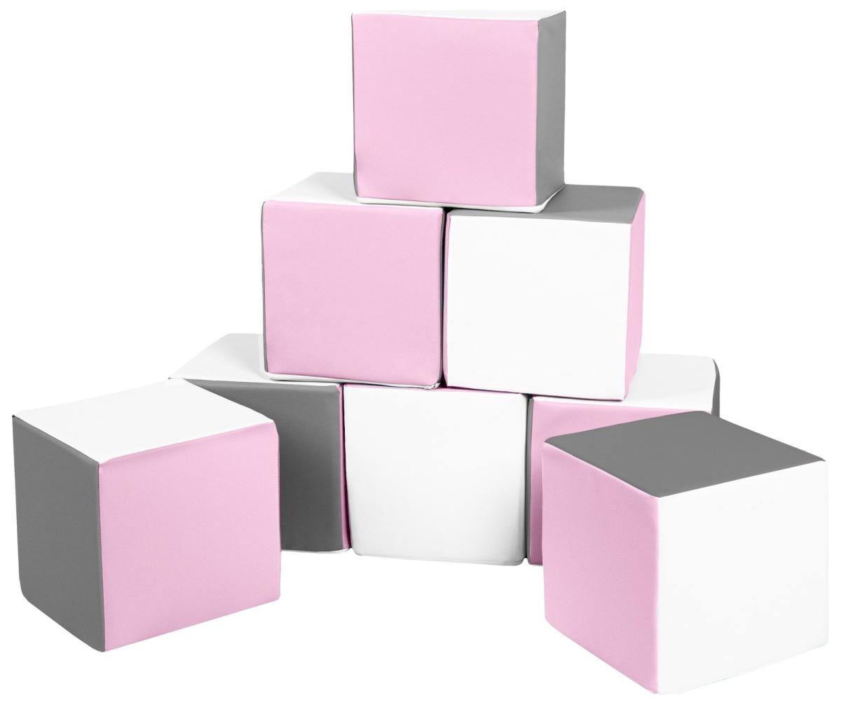Velinda Cubes - Lot de 8 blocs en mousse — blanc,rose clair,gris