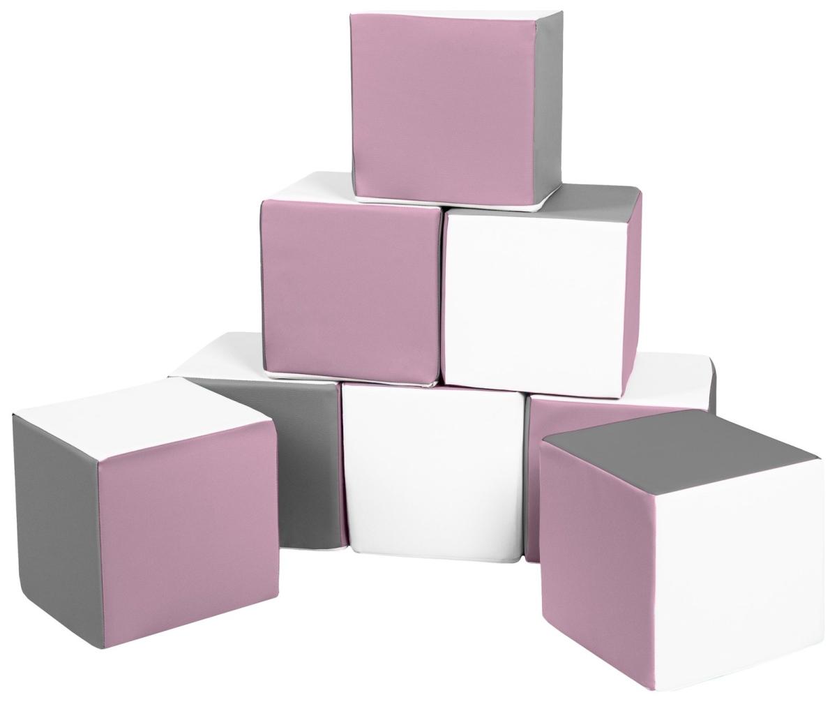 Velinda Cubes - Lot de 8 blocs en mousse — blanc, gris, violet