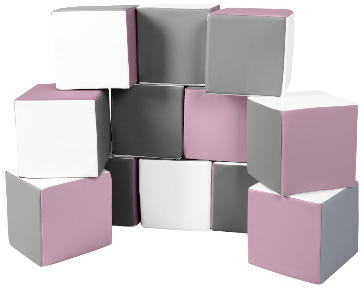 Velinda Cubes - Lot de 12 blocs en mousse — blanc, gris, violet