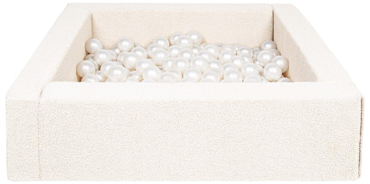 Velinda Piscine à balles carrée en boucle + 200 balles, 5 éléments — crème/perle