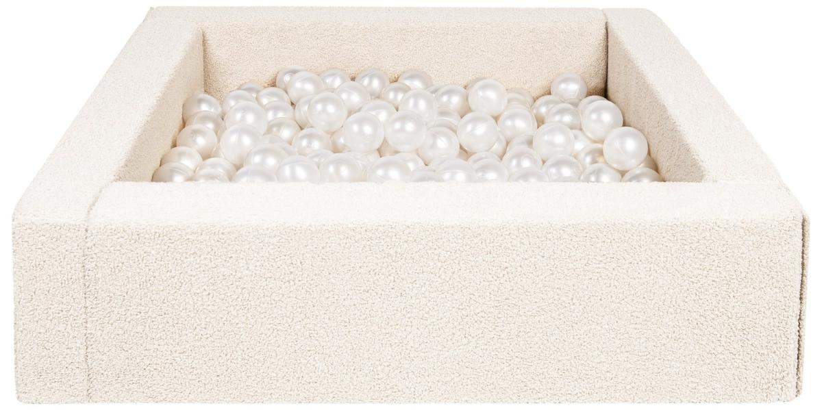 Velinda Piscine à balles carrée en boucle + 300 balles, 5 éléments — crème/perle