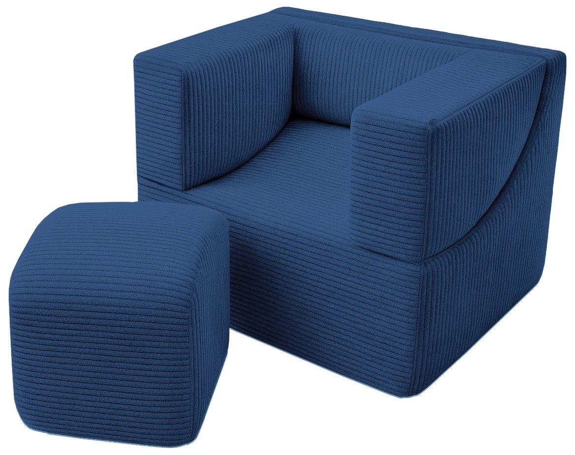 Velinda Fauteuil pliant enfant — bleu marine (velours côtelé)