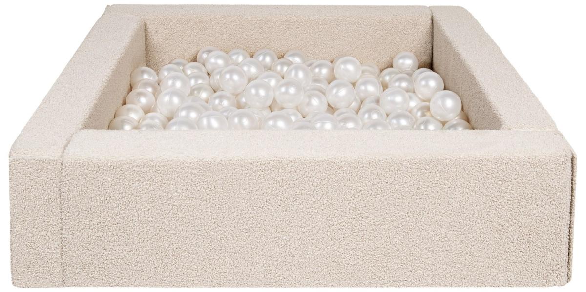 Velinda Piscine à balles carrée en boucle + 300 balles, 5 éléments — cappuccino/perle
