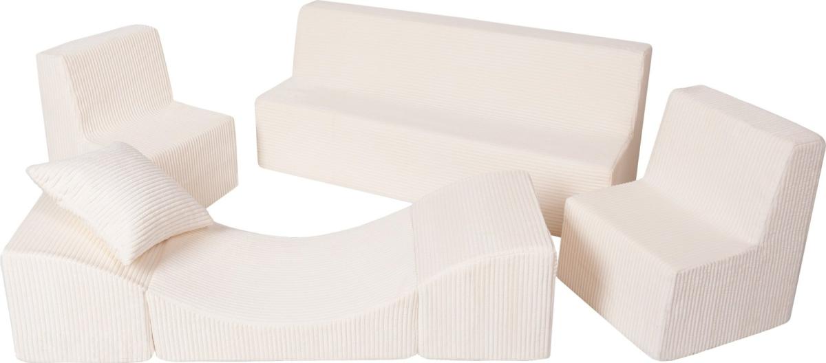 Velinda Ensemble de mobilier enfant en mousse et velours côtelé : 2 fauteuils, canapé et chaise…