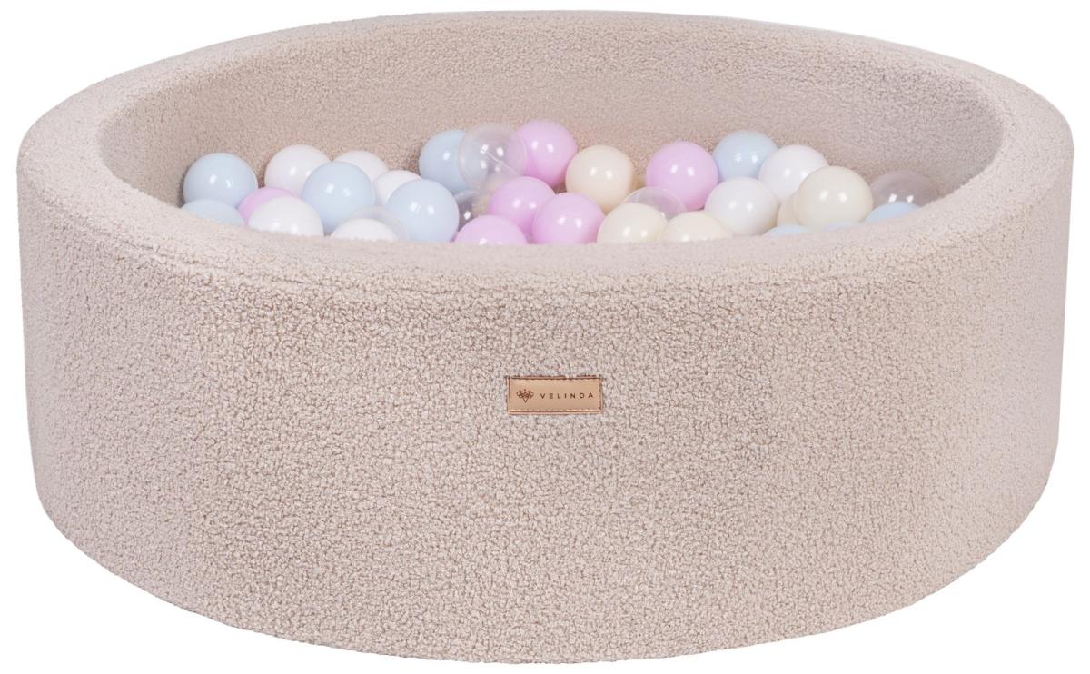 Velinda Piscine à balles en boucle + 200 balles — cappuccino
