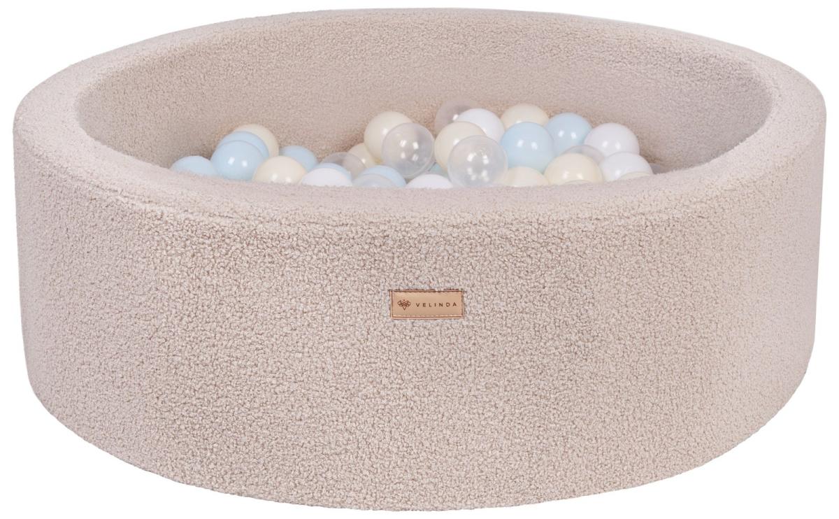 Velinda Piscine à balles en boucle + 200 balles — cappuccino