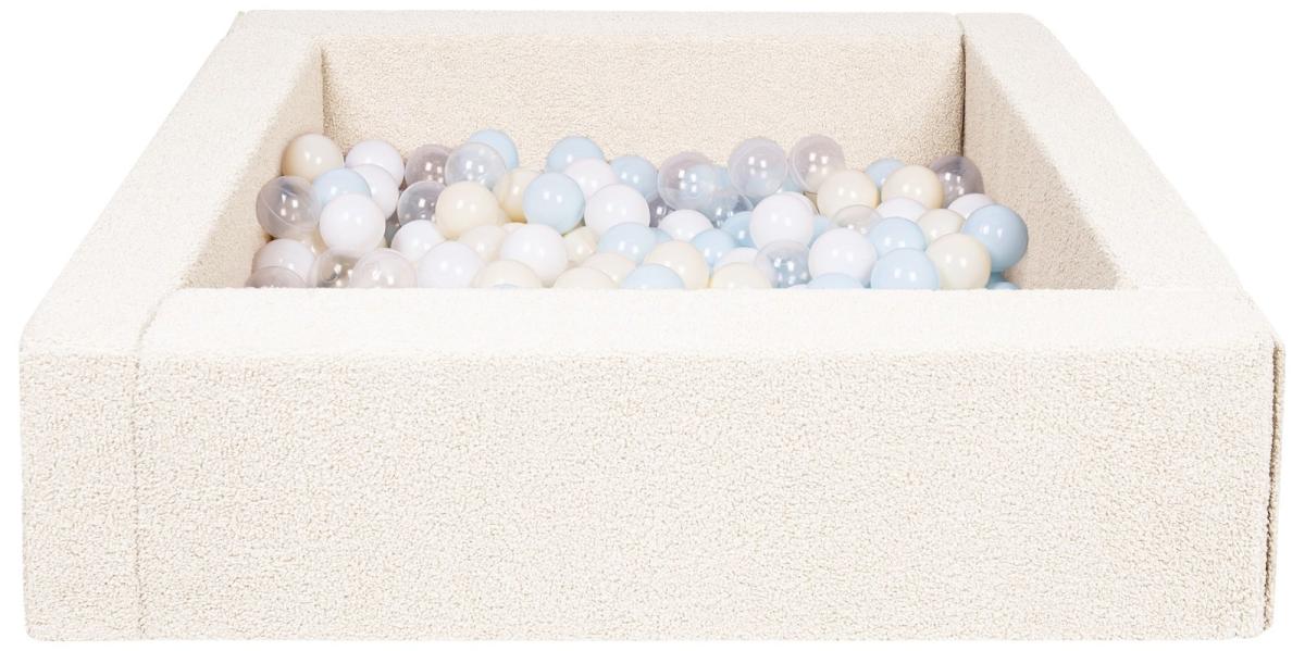 Velinda Piscine à balles carrée en boucle + 300 balles, 5 éléments — crème