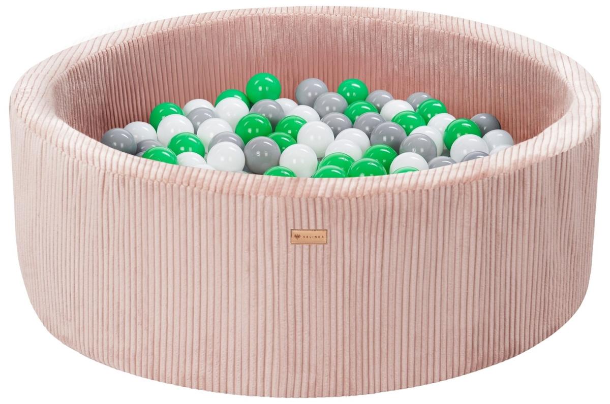 Velinda Piscine à balles en velours côtelé avec 200 balles, diamètre env. 90 cm — rose clair