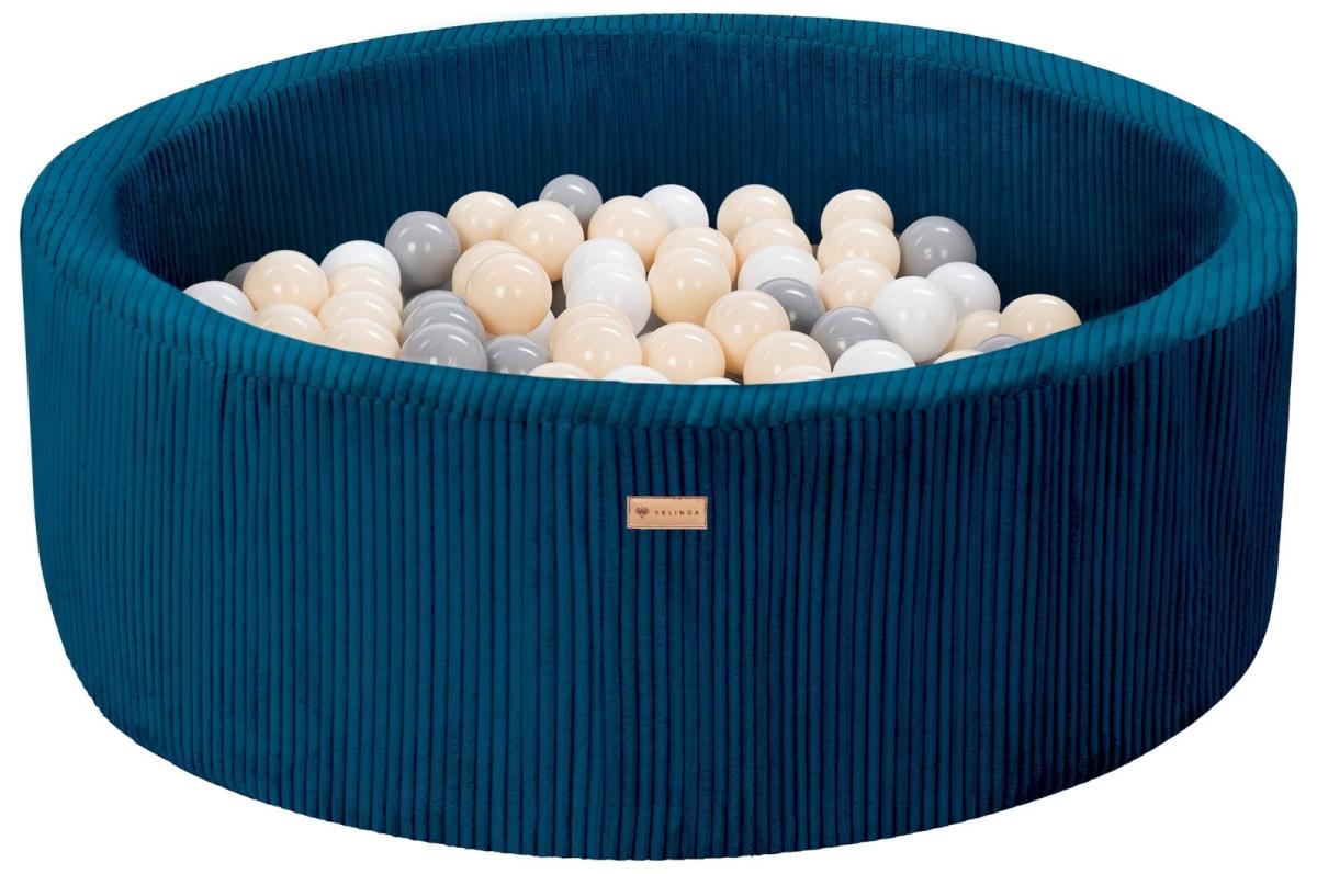 Velinda Piscine à balles en velours côtelé avec 200 balles, diamètre env. 90 cm — rose clair