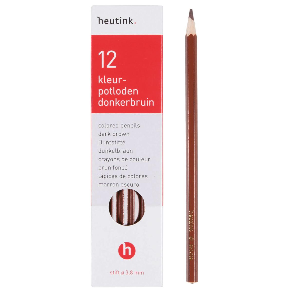 Crayons de couleur hexagonal Goldline - Heutink - étui de 12 crayons - marron
