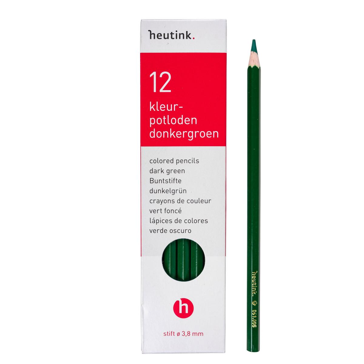 Crayons de couleur hexagonal Goldline - Heutink - étui de 12 crayons - vert fonc