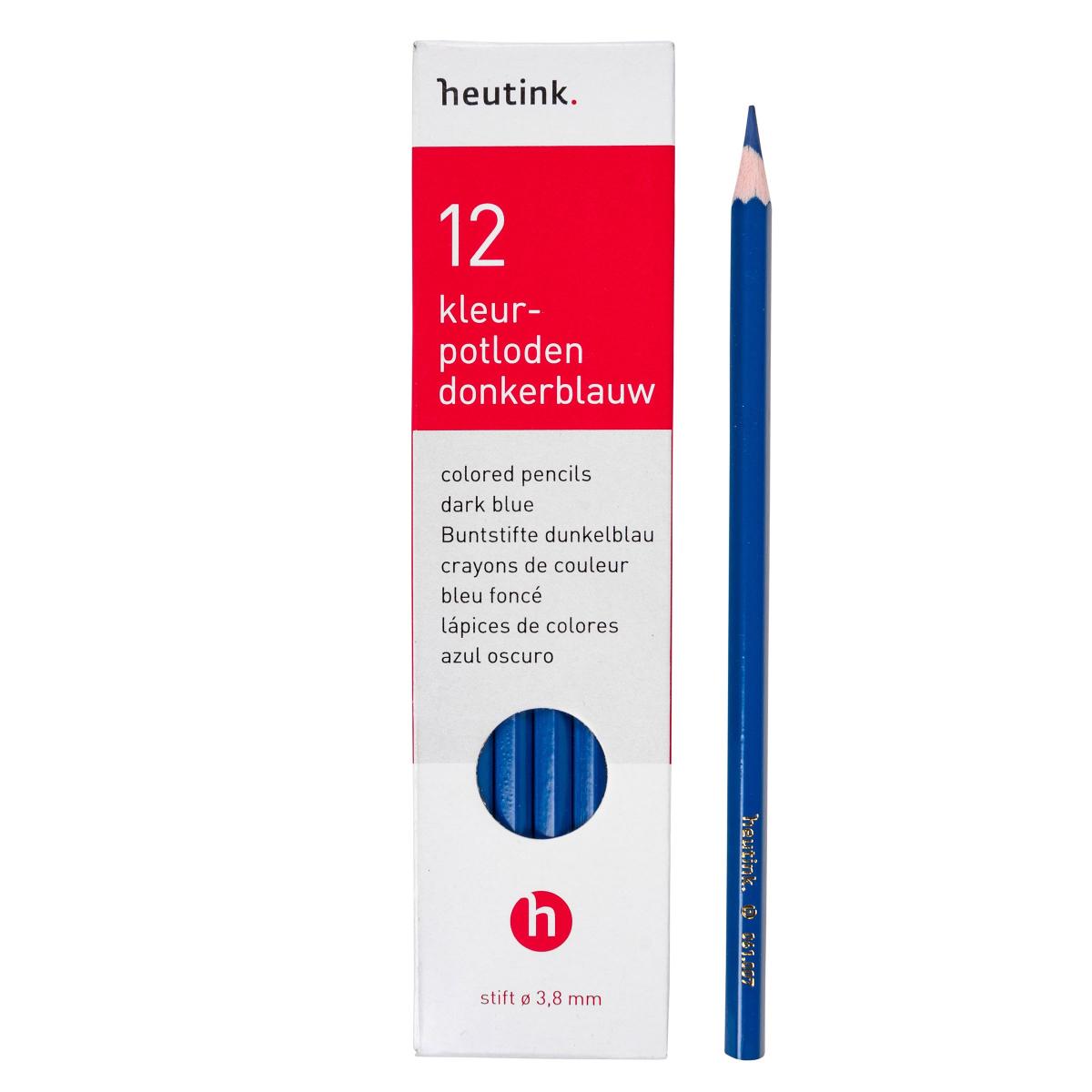 Crayons de couleur hexagonal Goldline - Heutink - étui de 12 crayons - bleu fonc