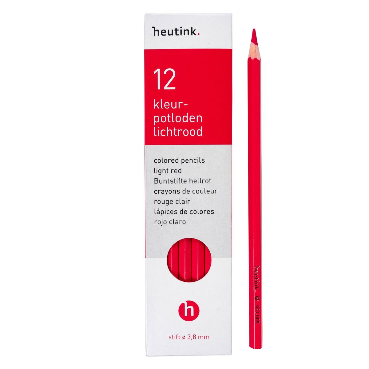 Crayons de couleur hexagonal Goldline - Heutink - étui de 12 crayons - rouge cl