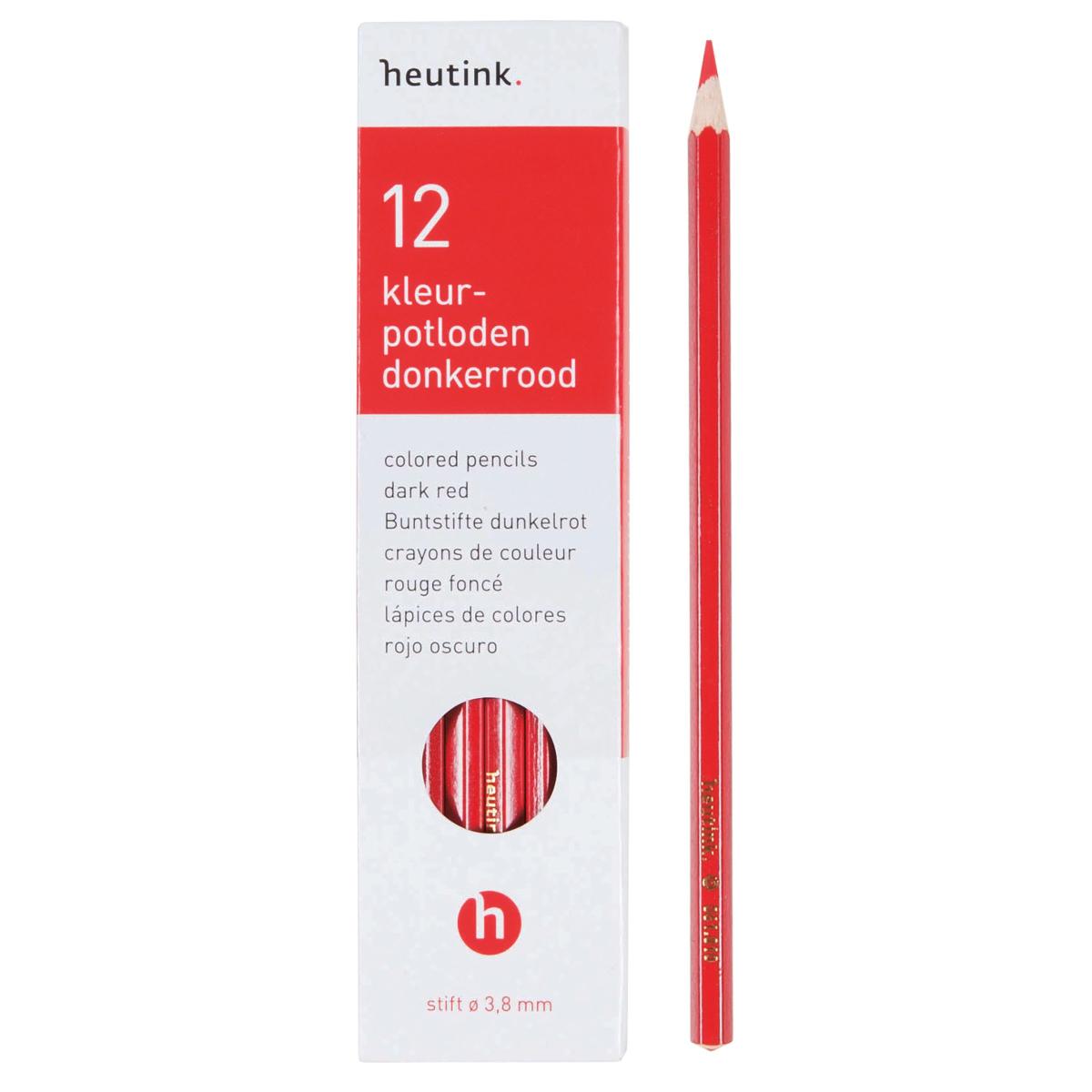 Crayons de couleur hexagonal Goldline - Heutink - étui de 12 crayons - rouge fon
