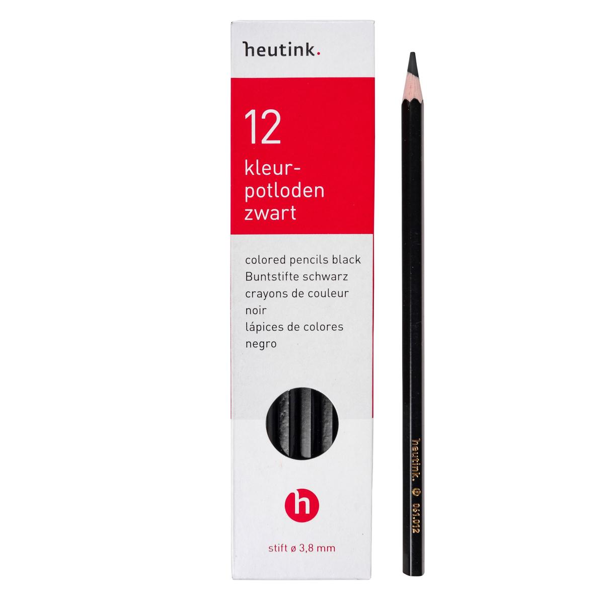 Crayons de couleur hexagonal Goldline - Heutink - étui de 12 crayons - noir