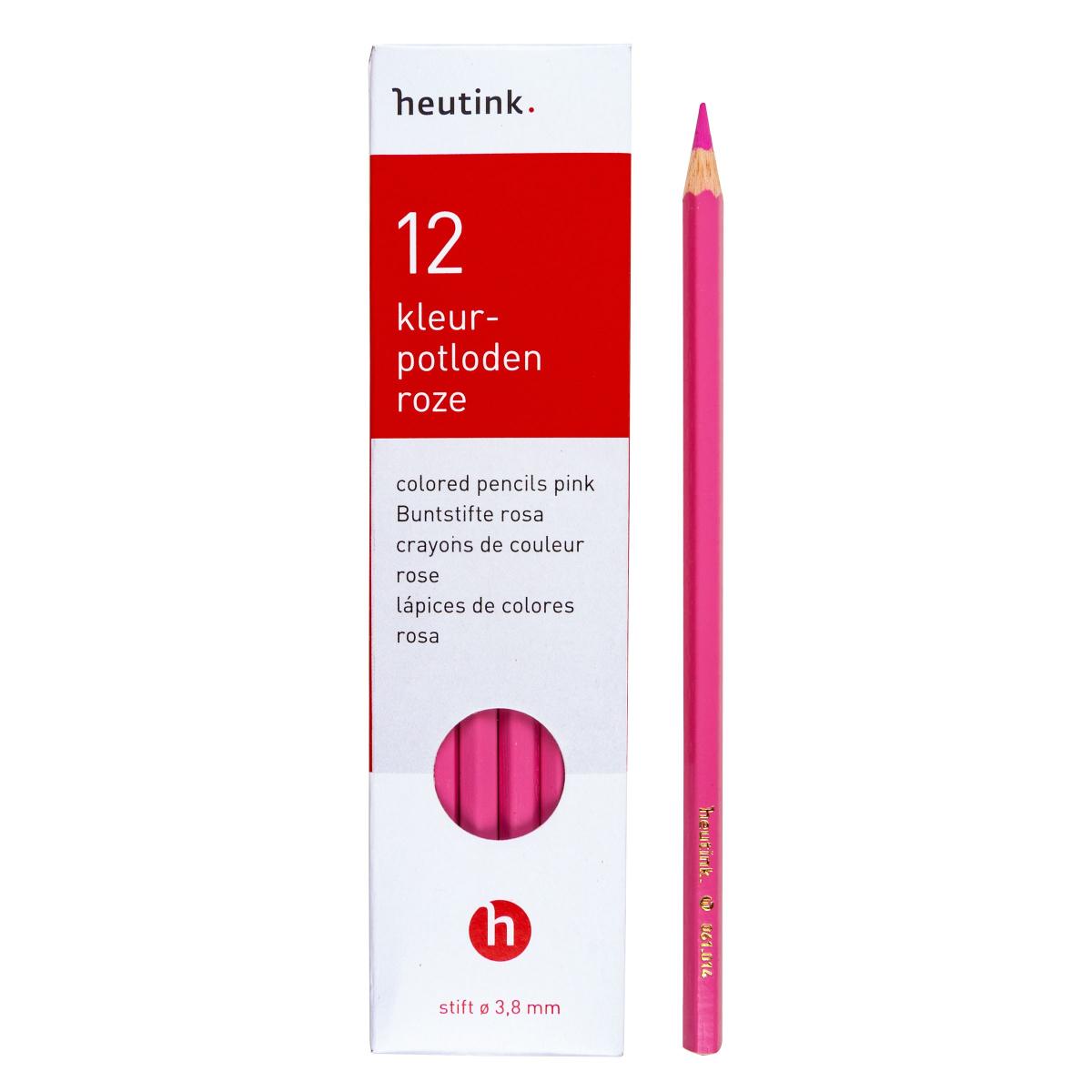 Crayons de couleur hexagonal Goldline - Heutink - étui de 12 crayons - rose