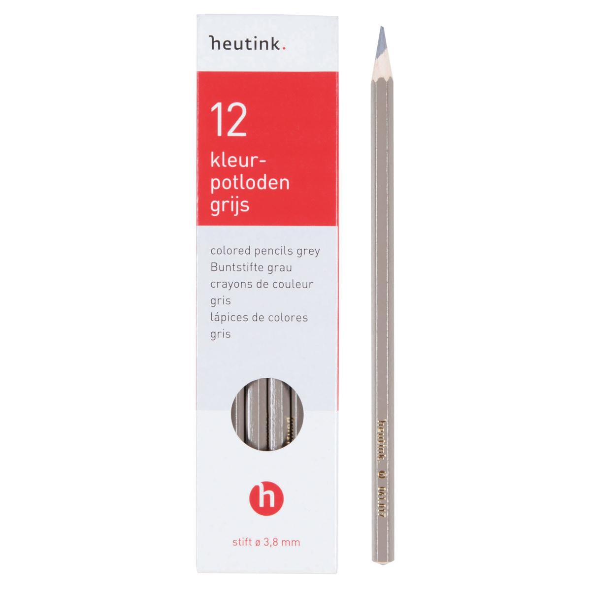 Crayons de couleur hexagonal Goldline - Heutink - étui de 12 crayons - gris