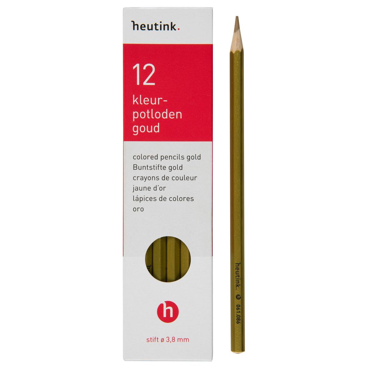 Crayons Goldline Heutink, étui de 12 crayons, or