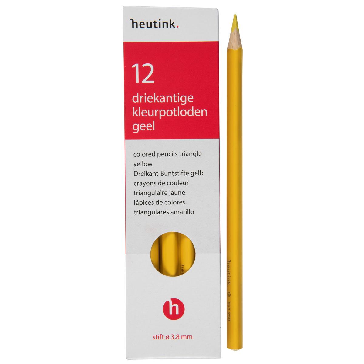 Crayons de couleur triangulaires Goldline, Heutink, étui de 12 crayons, jaune