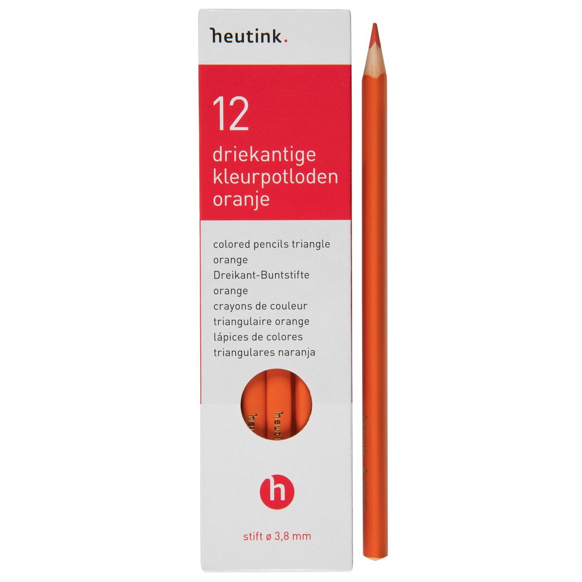 Crayons de couleur triangulaires Goldline, Heutink, étui de 12 crayons, orange