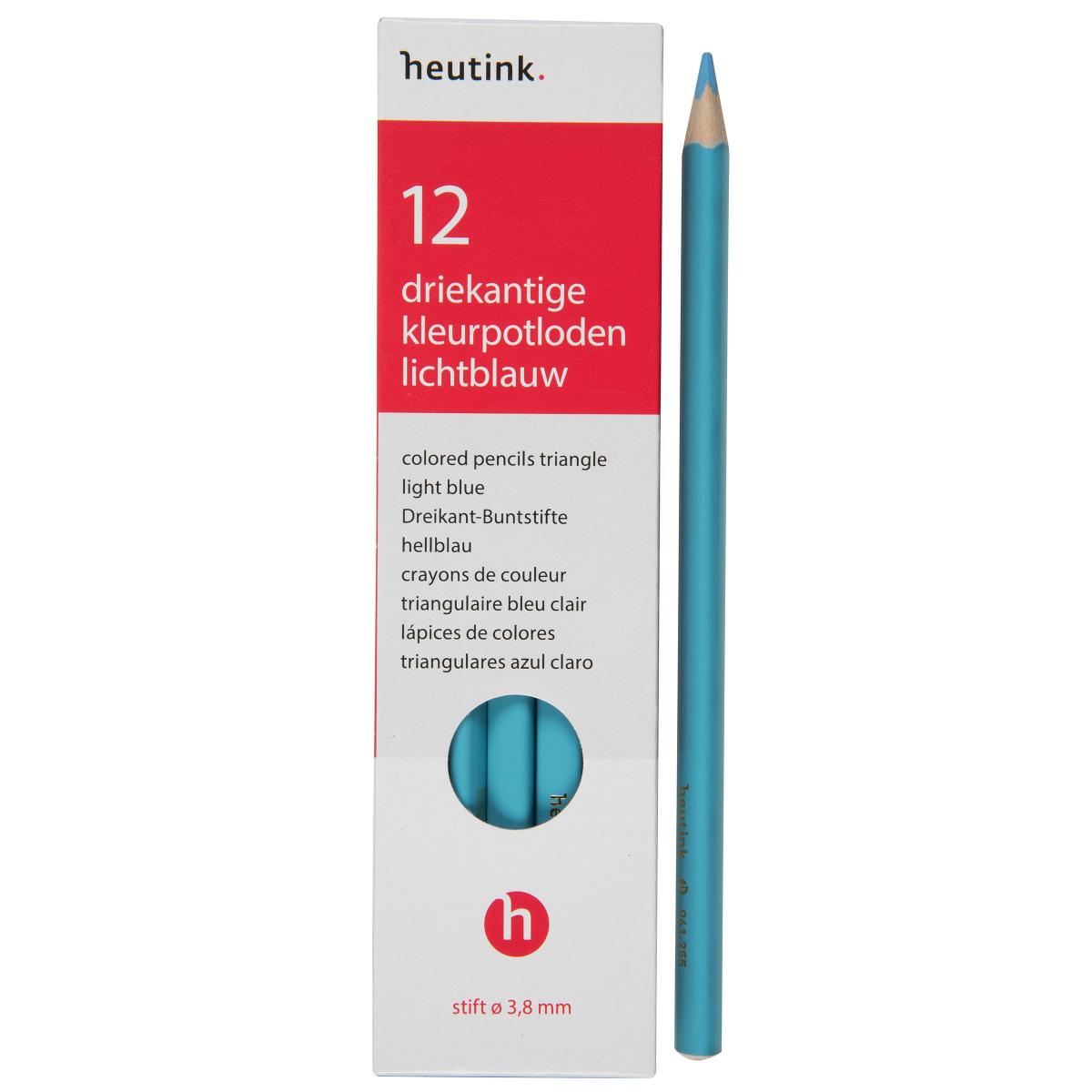 Crayons de couleur triangulaires Goldline, Heutink, étui de 12 crayons, bleu cla