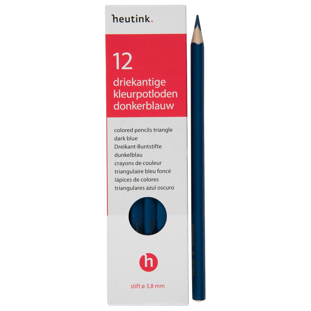 Crayons de couleur triangulaires Goldline, Heutink, étui de 12 crayons, bleu fon