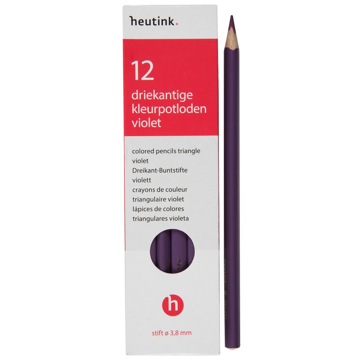 Crayons de couleur triangulaires Goldline, Heutink, étui de 12 crayons, violet