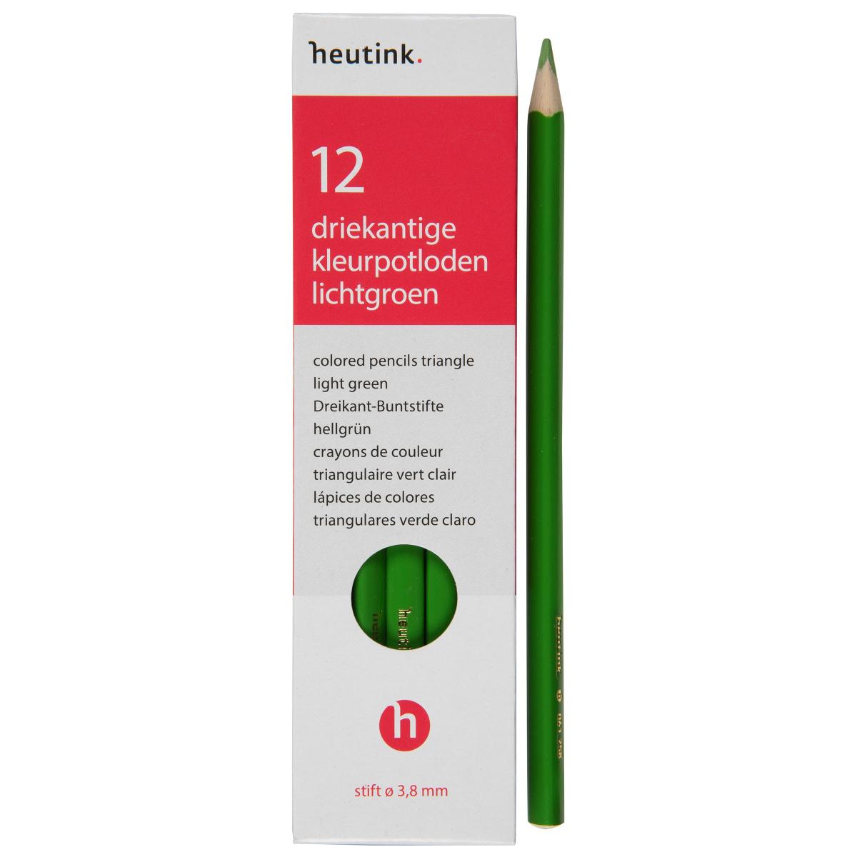 Crayons de couleur triangulaires Goldline, Heutink, étui de 12 crayons, vert cla
