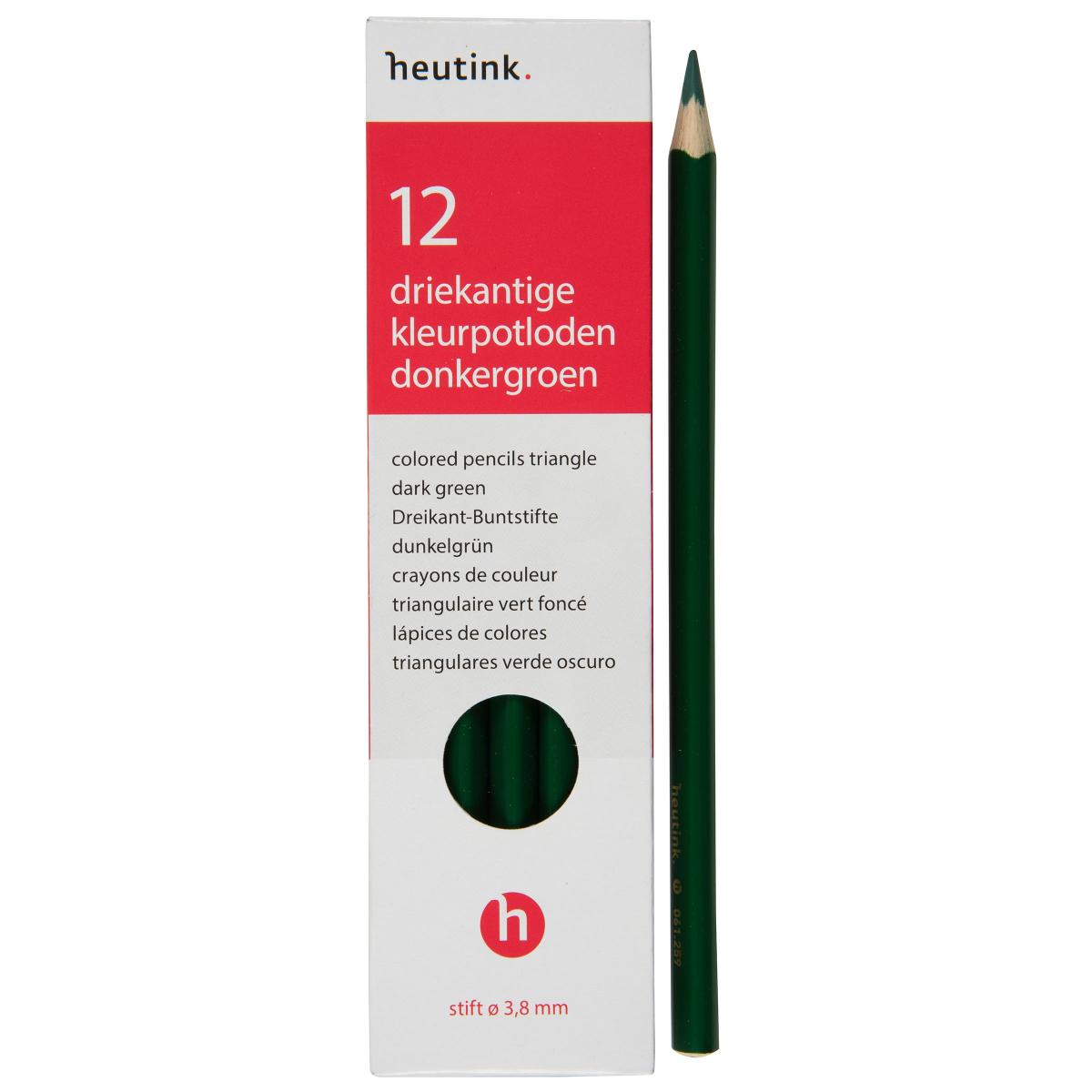 Crayons de couleur triangulaires Goldline, Heutink, étui de 12 crayons, vert fon
