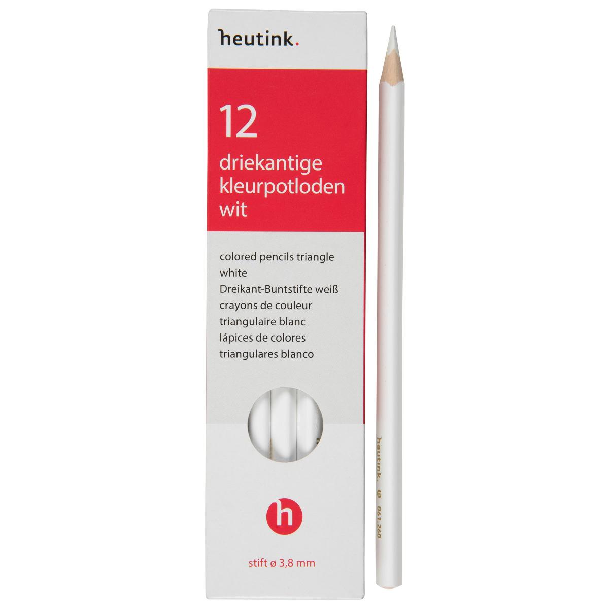 Crayons de couleur triangulaires Goldline, Heutink, étui de 12 crayons, blanc