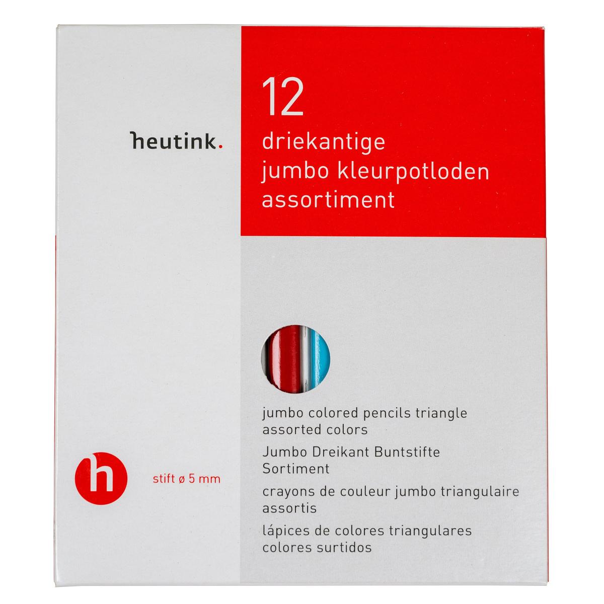 Maxi crayons de couleur triangulaires Goldline, Heutink, étui de 12 crayons, cou