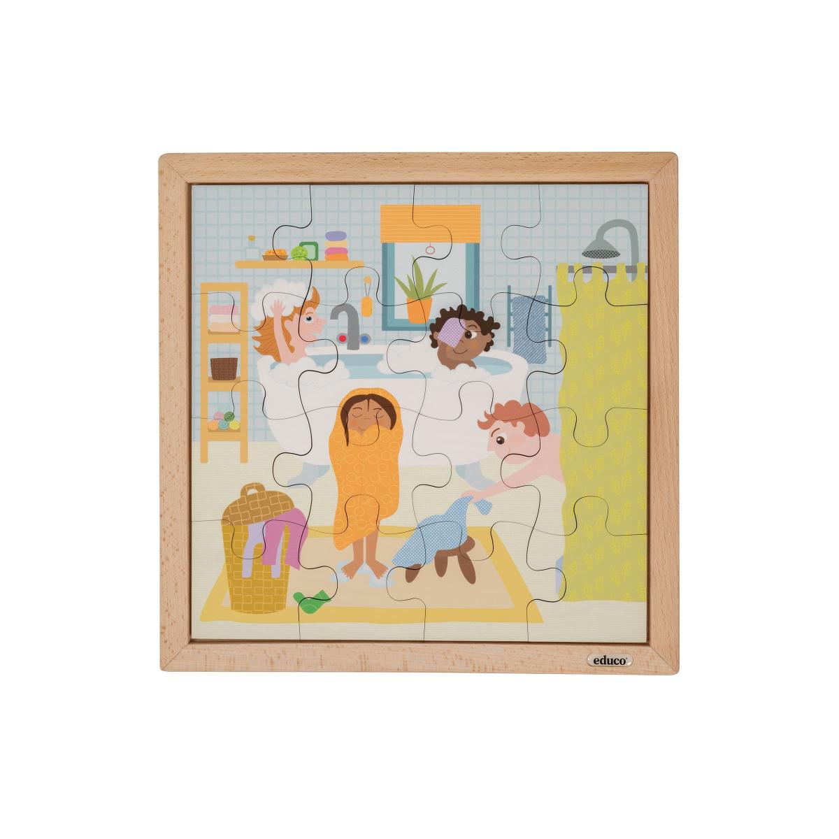 Educo Routine quotidienne - prendre un bain — 16 pièces de puzzle