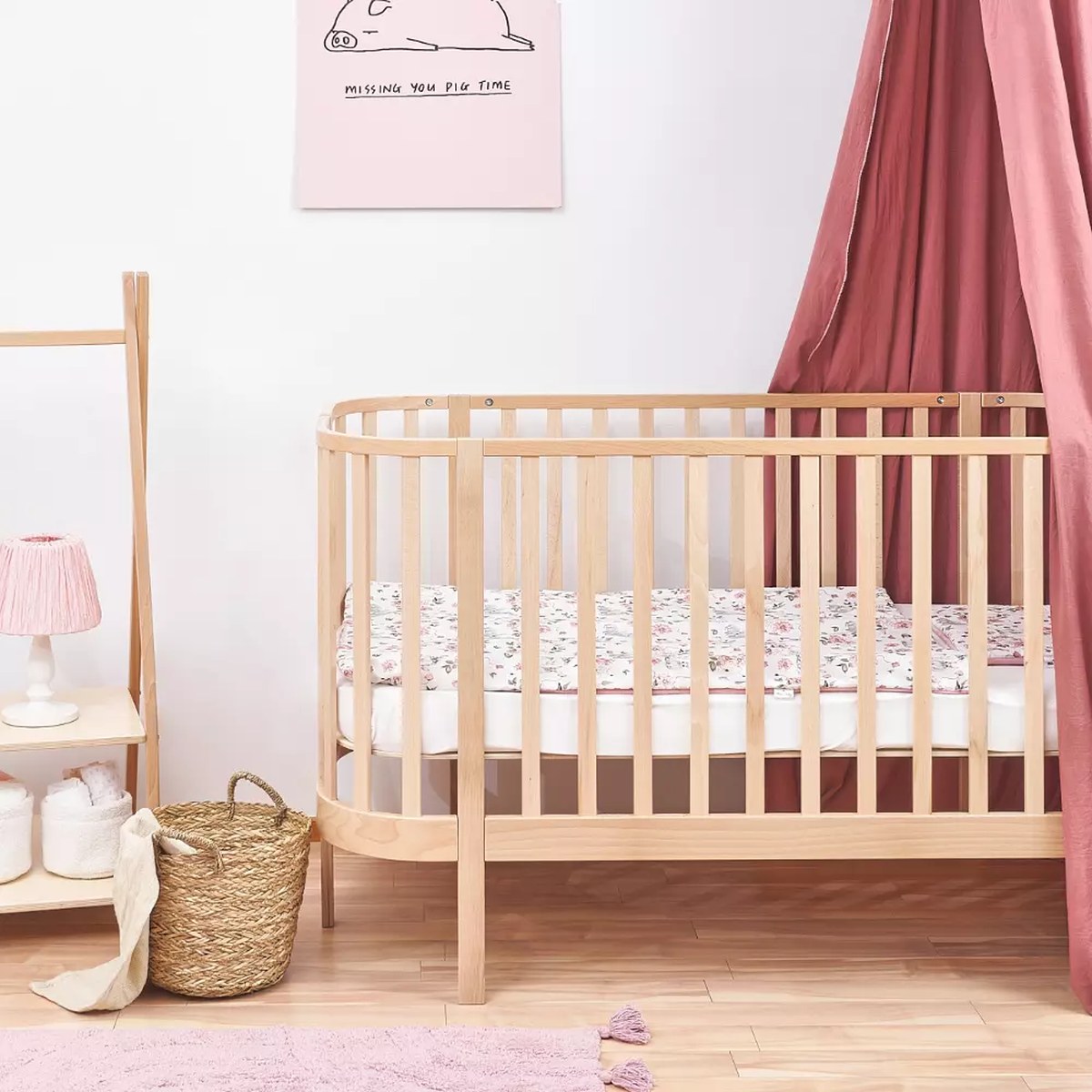 ATB Lit bébé évolutif PRINCIPAL 140 × 70 cm avec fonction canapé — bois naturel