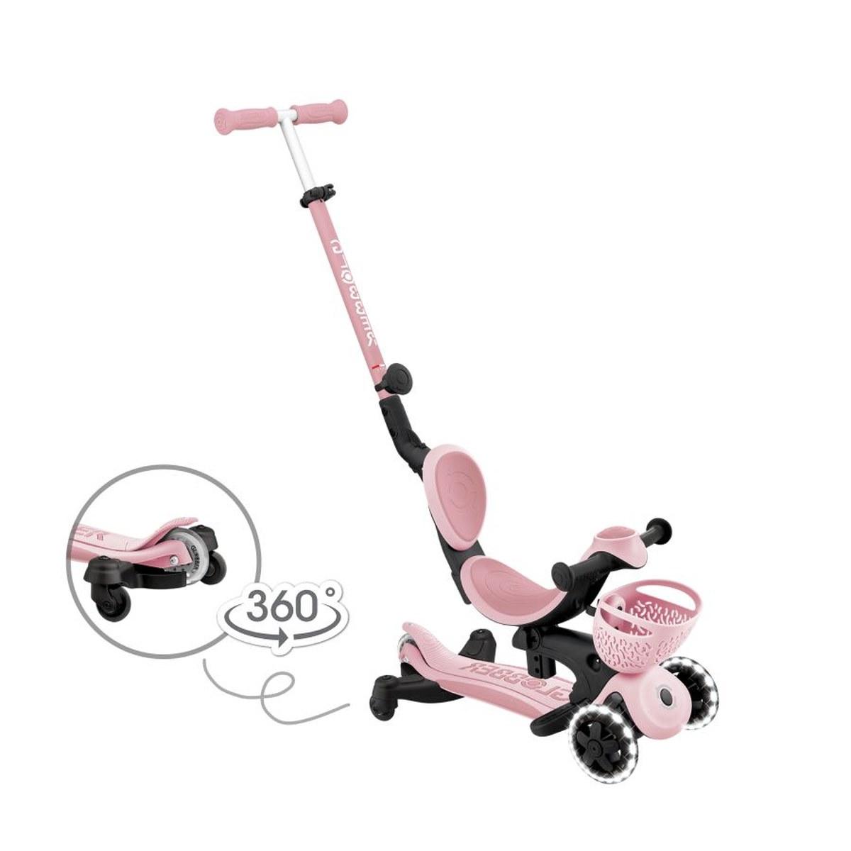 Globber Trottinette évolutive GO•UP BABY LIGHTS 360 — Rose pastel