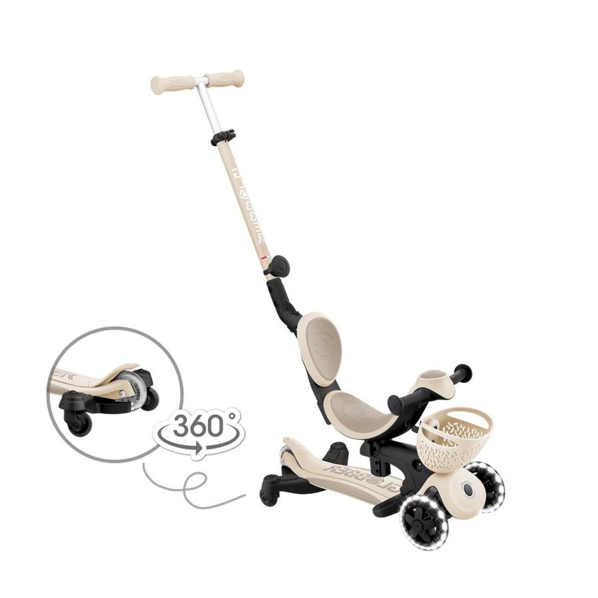 Globber Trottinette évolutive GO•UP BABY LIGHTS 360 — Taupe