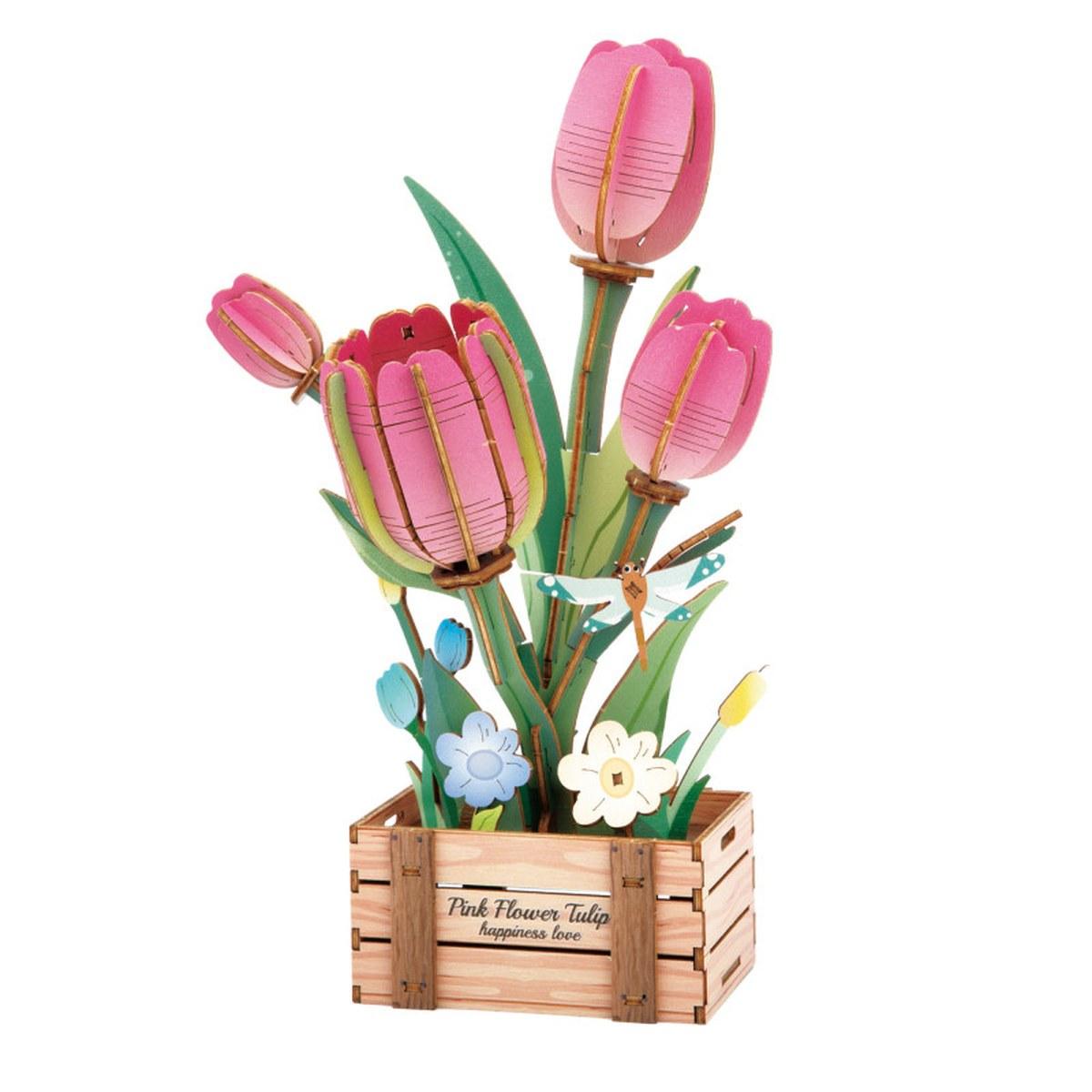 Maquette Green Slide - Puzzle 3D Fleurs - Bouquet de Tulipes - 75 pièces